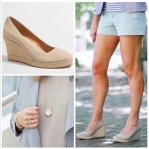 J. Crew Factory | Canvas espadrille wedges Pale Clay Or Flax
